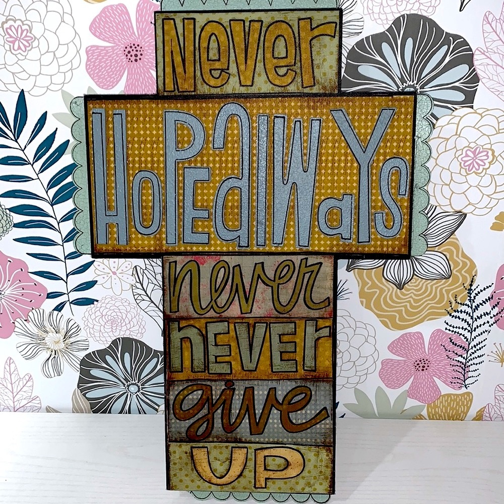 NEW cross DEMDACO never give up cross. “This thing called family”